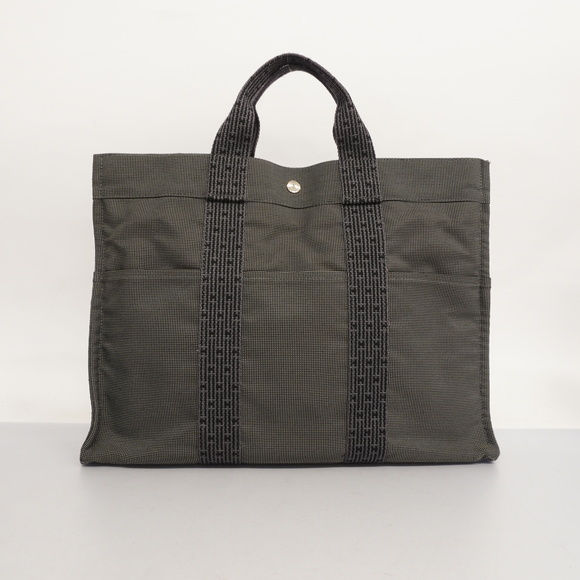 Auth Hermes Her Line Yale Line MM Women's Canvas Tote Bag Black - Picture 11 of 11